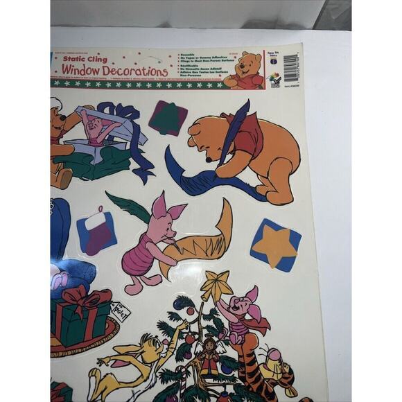 Vintage 12 In. X 17 In. Sheet ~Winnie the Pooh~ Christmas Window Clings. - Picture 4 of 4